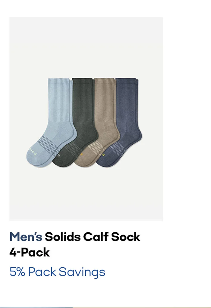 Men's Solids Calf Sock 4-Pack 5% Pack Savings
