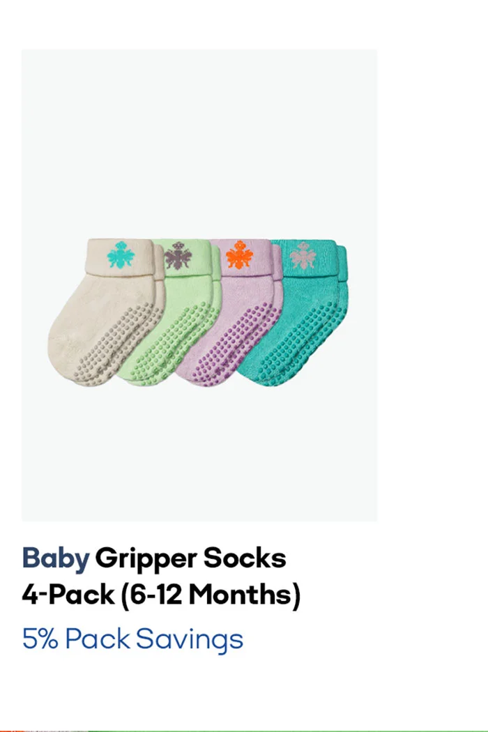 Baby Gripper Socks 4-Pack (6-12 Months) 5% Pack Savings