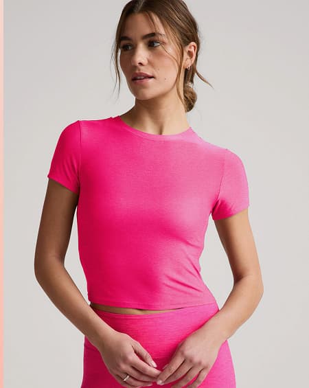 Featherweight Cropped Tee in Pink Glow Heather