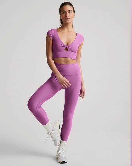 Spacedye Get It Twisted Cropped Tee in Fun Fuchsia Heather