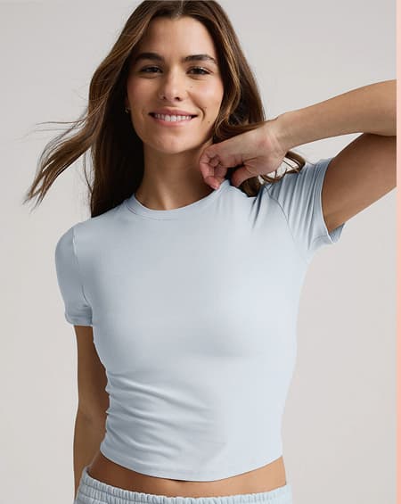 Featherweight Cropped Tee in Morning Sky Blue Heather