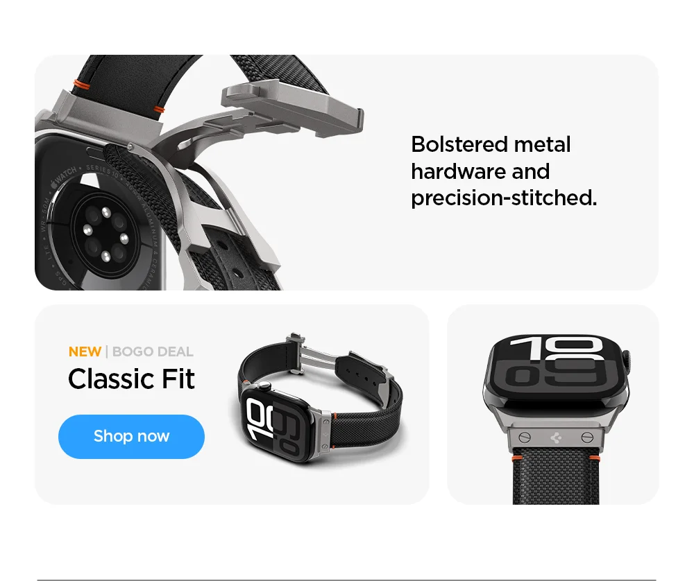 Shop the new Apple Watch Classic Fit band. Bolstered metal hardware and precision-stitched.