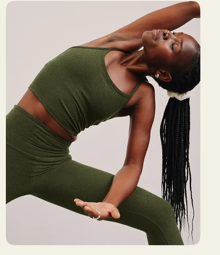 Spacedye Slim Racerback Cropped Tank in Army Green Heather