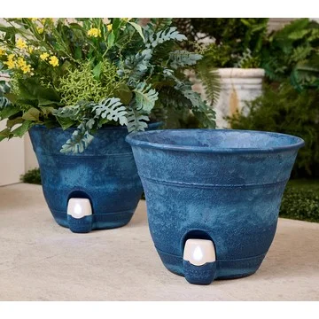 Bernini Set of 2 Firmastone 15" Self-Watering Smart Planters