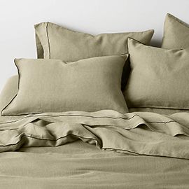 Natural Hemp Merrow Stitch Garden Green Duvet Cover
