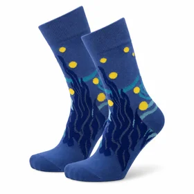 Starry Night Crew Socks Blue / Medium John's Crazy Socks