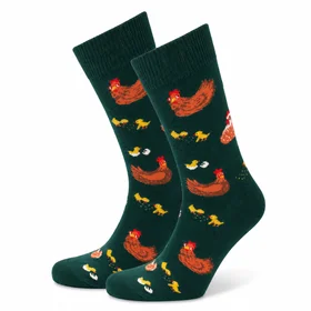 Chickens Crew Socks Green / Medium John's Crazy Socks