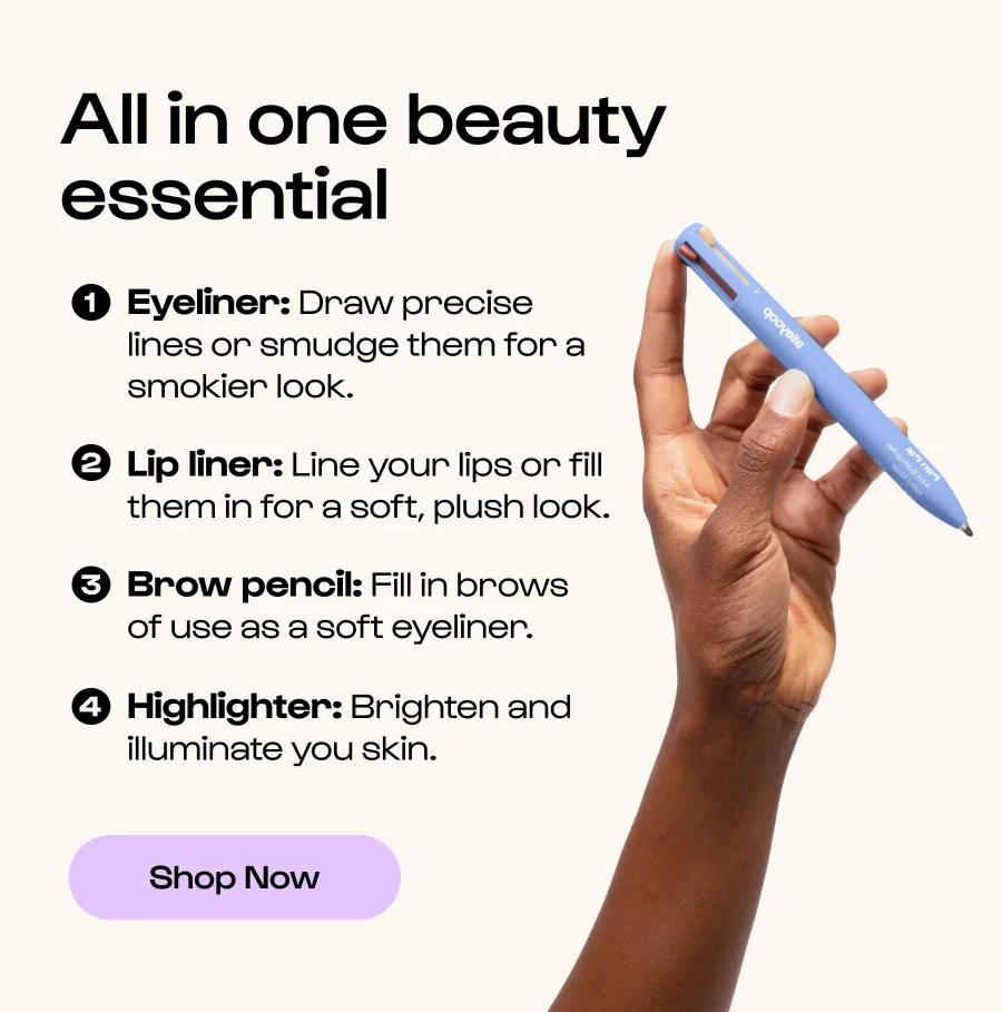All in one beauty essential Eyeliner: Draw precise lines or smudge them for a smokier look. Lip liner: Line your lips or fill them in for a soft, plush look. Brow pencil: Fill in brows of use as a soft eyeliner.  Highlighter: Brighten and illuminate you skin.  Click to Shop Now