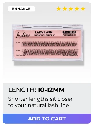 Enhance style Lady Lash Clusters in 10-12mm length with 5-star rating - shorter lengths sit closer to natural lash line