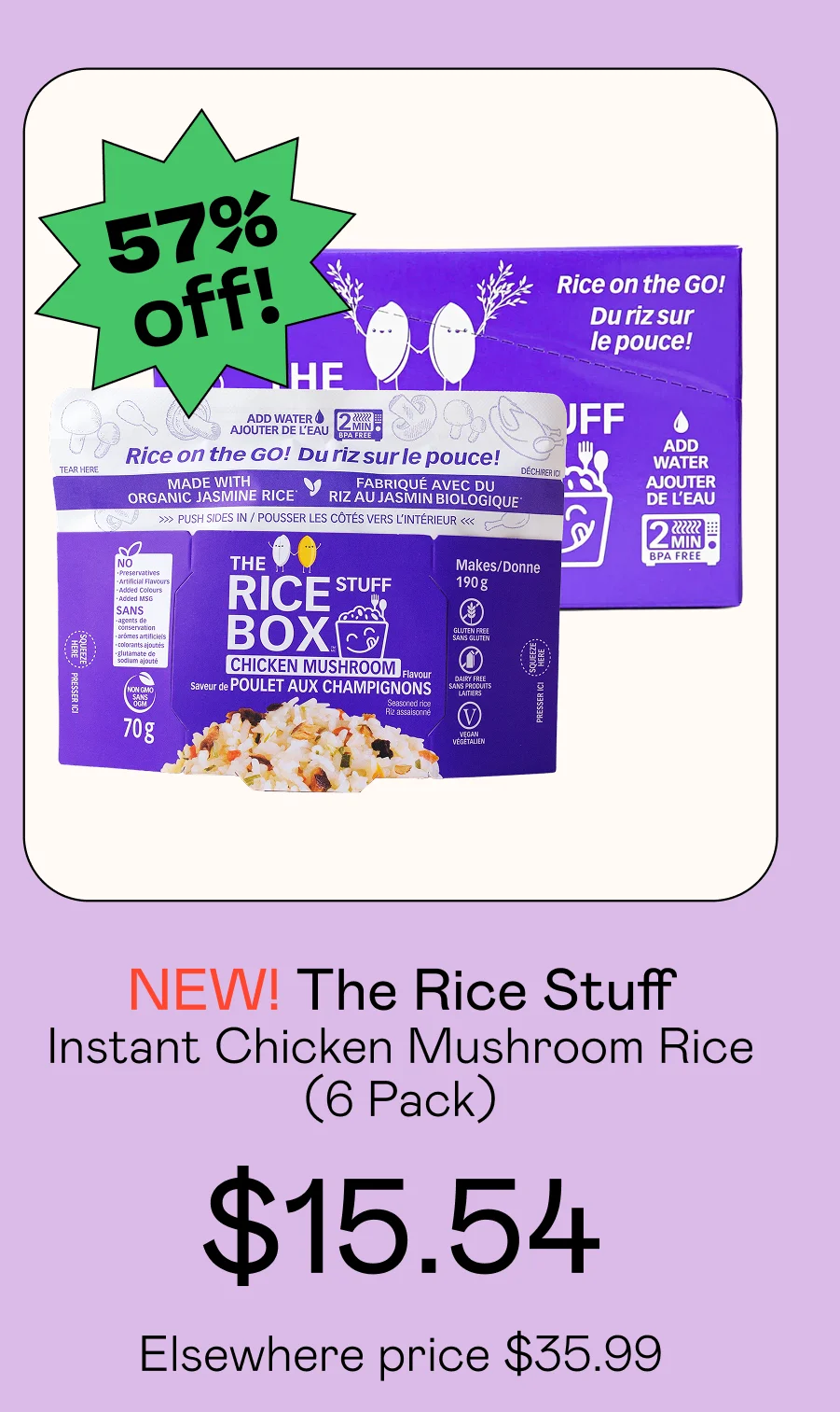 Instant Chicken Mushroom Rice (6 Pack)