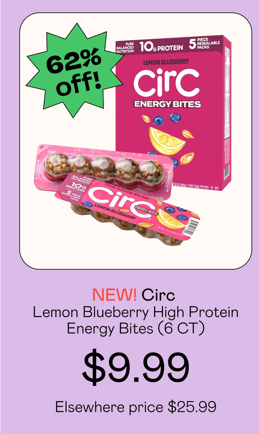 Lemon Blueberry High Protein Energy Bites (6 CT)