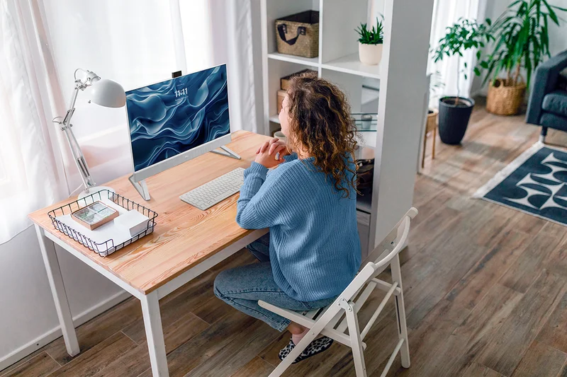 Young Woman During A Call From Home