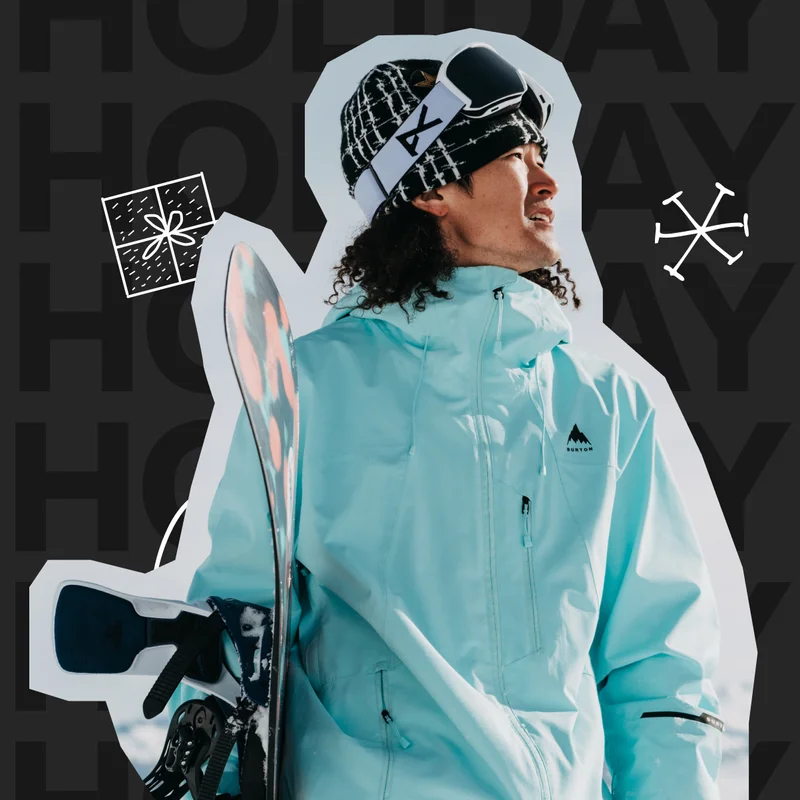 Snowboarder wearing Burton Reserve Outerwear in bright teal