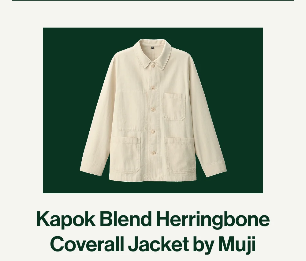 Kapok Blend Herringbone Coverall Jacket by Muji