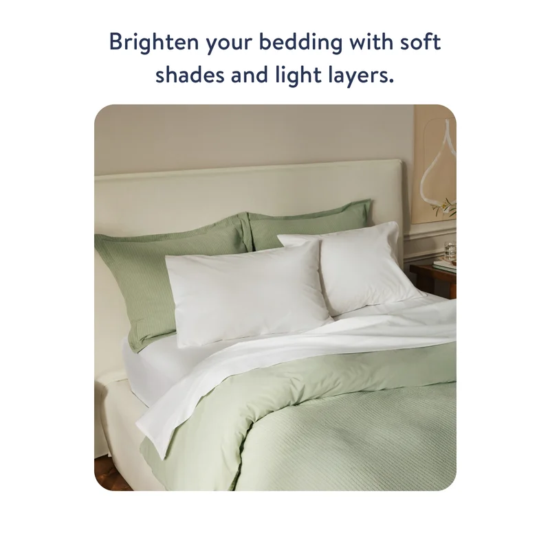 Brighten your bedding with soft shades and light layers
