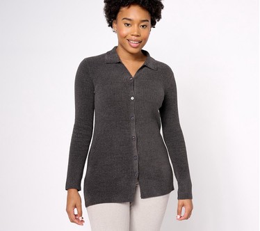 Barefoot Dreams Cozy Chic Ultra Lite Ribbed Button Down Cardi