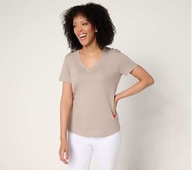 Barefoot Dreams Malibu Collection Pima Modal Slub V-Neck Tee
