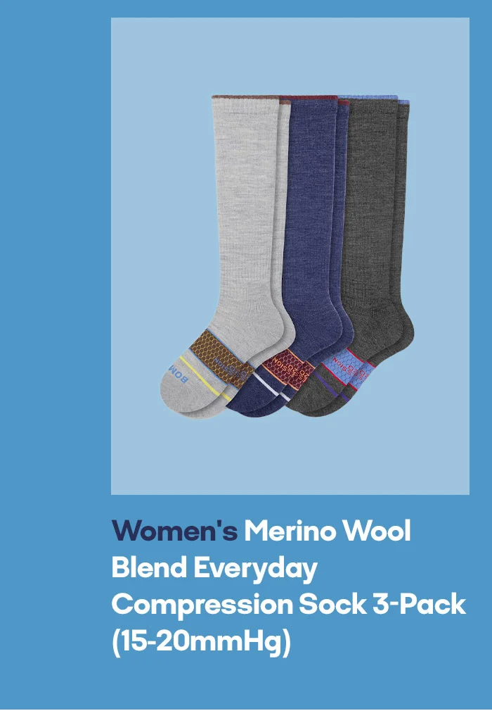Women's Merino Wool Blend Everyday Compression Sock 3-Pack (15-20mmHg)