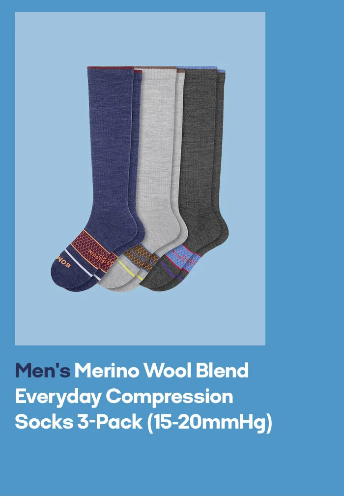 Men's Merino Wool Blend Everyday Compression Sock 3-Pack (15-20mmHg)