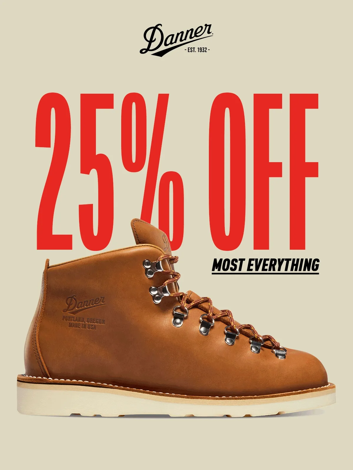 25% Off Most Everything with a Danner Membership