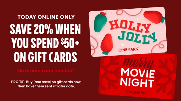 TODAY ONLINE ONLY | SAVE 20% WHEN YOU SPEND $50+ ON GIFT CARDS | NO PROMO CODE NEEDED! Pro Tip: buy [and save] on gift cards now, then have them sent at a later date.