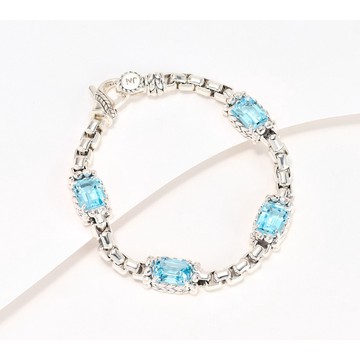 JAI Sterling Silver 8 cttw Gemstone 5.3mm Box Chain Bracelet