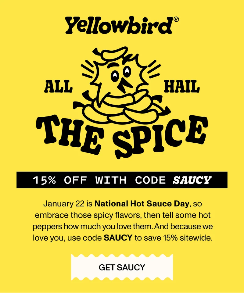 15% Off Yellowbird with code SAUCY