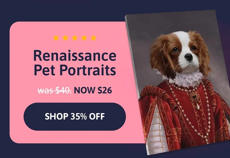Renaissance pet portraits. Was $40. NOW $26.