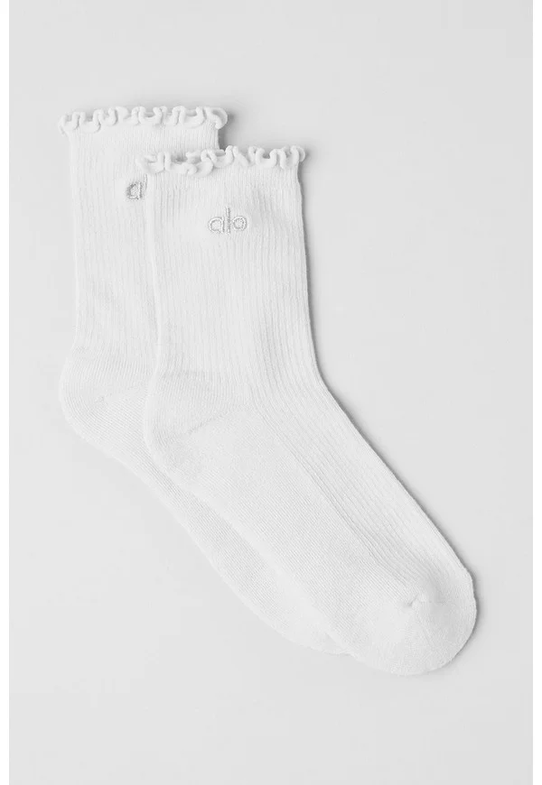 Women's Lettuce Edge Sock - White - White / M/L (8-11)
