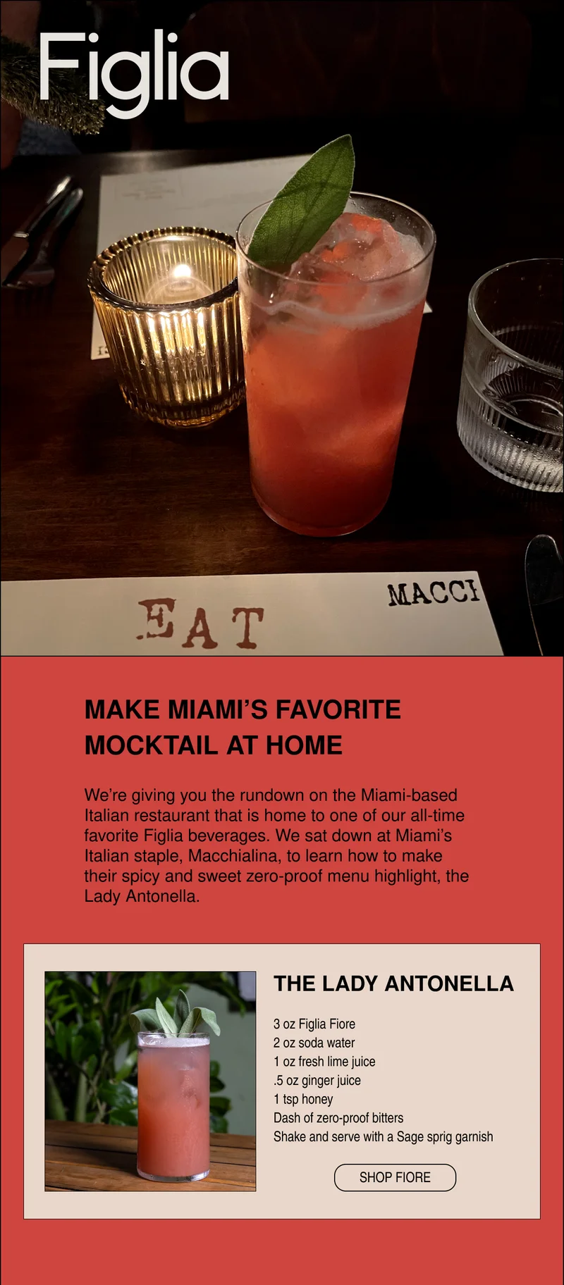 We’re giving you the rundown on the Miami-based Italian restaurant that is home to one of our all-time favorite Figlia beverages. We sat down at Miami’s Italian staple, Macchialina, to learn how to make their spicy and sweet zero-proof menu highlight, the Lady Antonella.