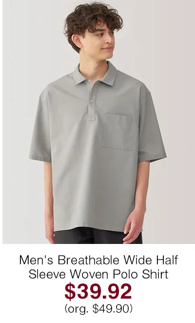 Shop Men's Breathable Wide Half Sleeve Woven Polo Shirt
