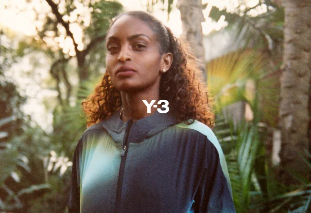 A front on photograph depicts record breaking runner Tigst Assefa in the Y-3 ADIZERO Running collection.