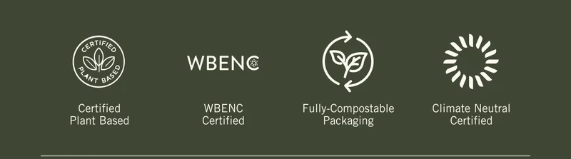 Certified Plant Based. WBE NC Certified. Fully-Compostable Packaging. Climate Neutral Certified.