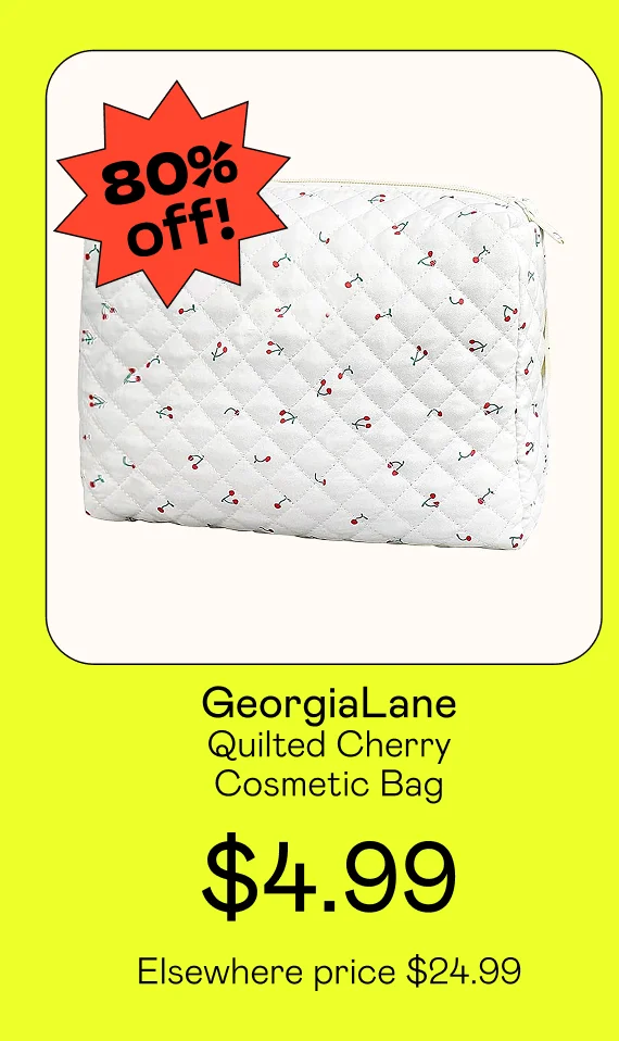Quilted Cherry Cosmetic Bag