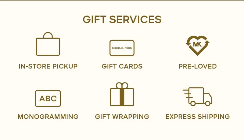 GIFT SERVICES IN-STORE PICKUP GIFT CARDS PRE-LOVED MONOGRAMMING GIFT WRAPPING EXPRESS SHIPPING
