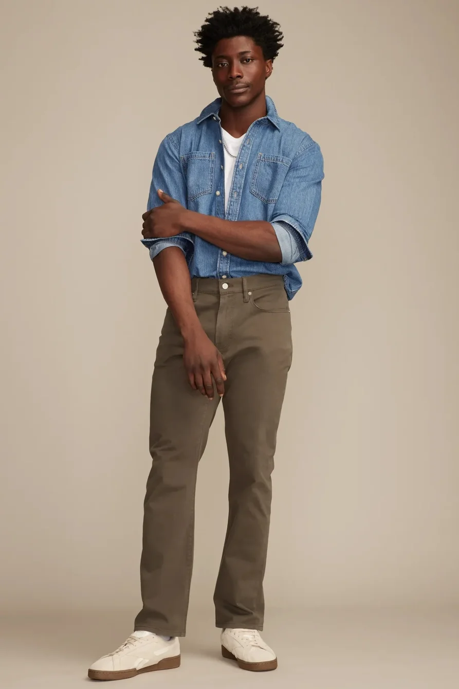 Image of Lucky Brand 223 Straight Sateen Stretch Jean - Men's Pants Denim Straight Leg Jeans in Fungi