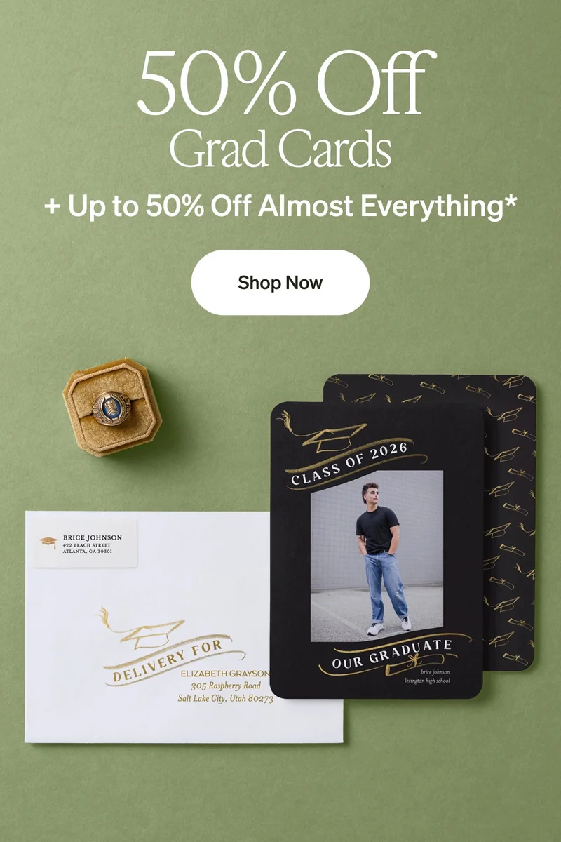 50% Off Grad Cards