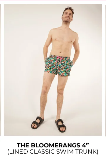 Lined Classic Swim Trunk: The Bloomerangs 4"