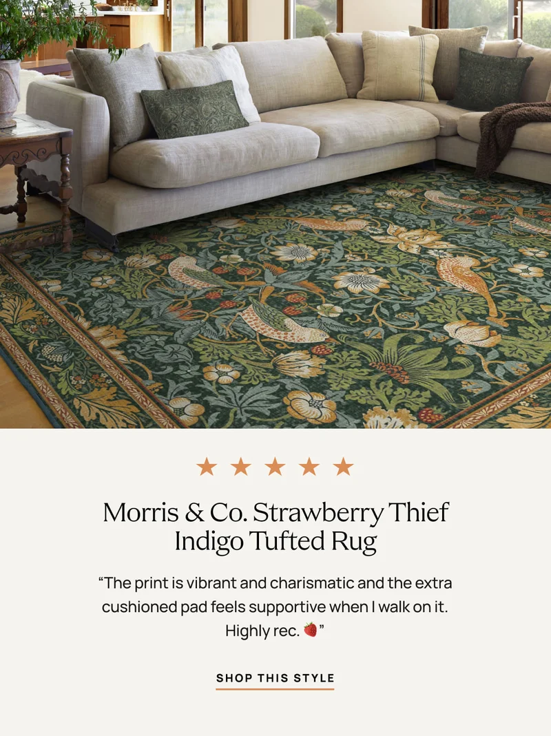Morris and Co Strawberry Thief Indigo Tufted Rug