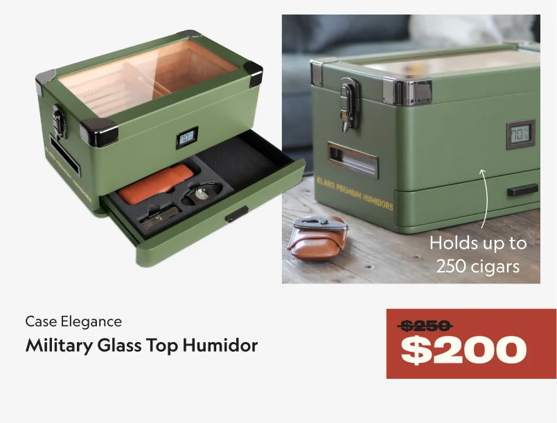 Military Glass Top Humidor
