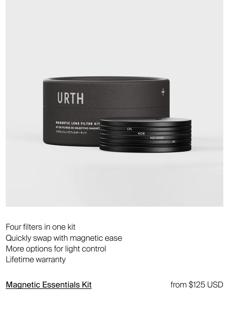 Four filters in one kit, Quickly swap with magnetic ease, More options for light control, Lifetime warranty