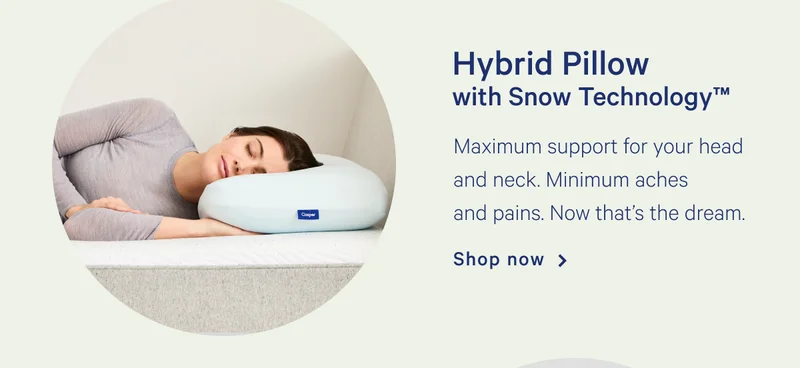 Hybrid Pillow with Snow Technology™ >> A uniquely soft and supportive feel, reimagined to keep your sleep cool for 12+ hours. >> Shop now >>