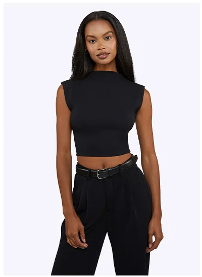 Black Sleeveless Tomboy Tee