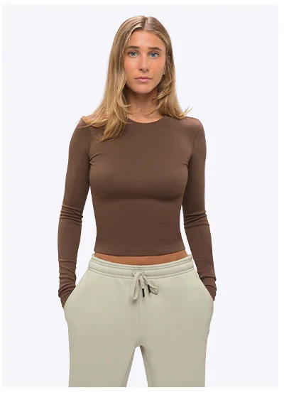 Mocha Long Sleeve Tomboy Tee