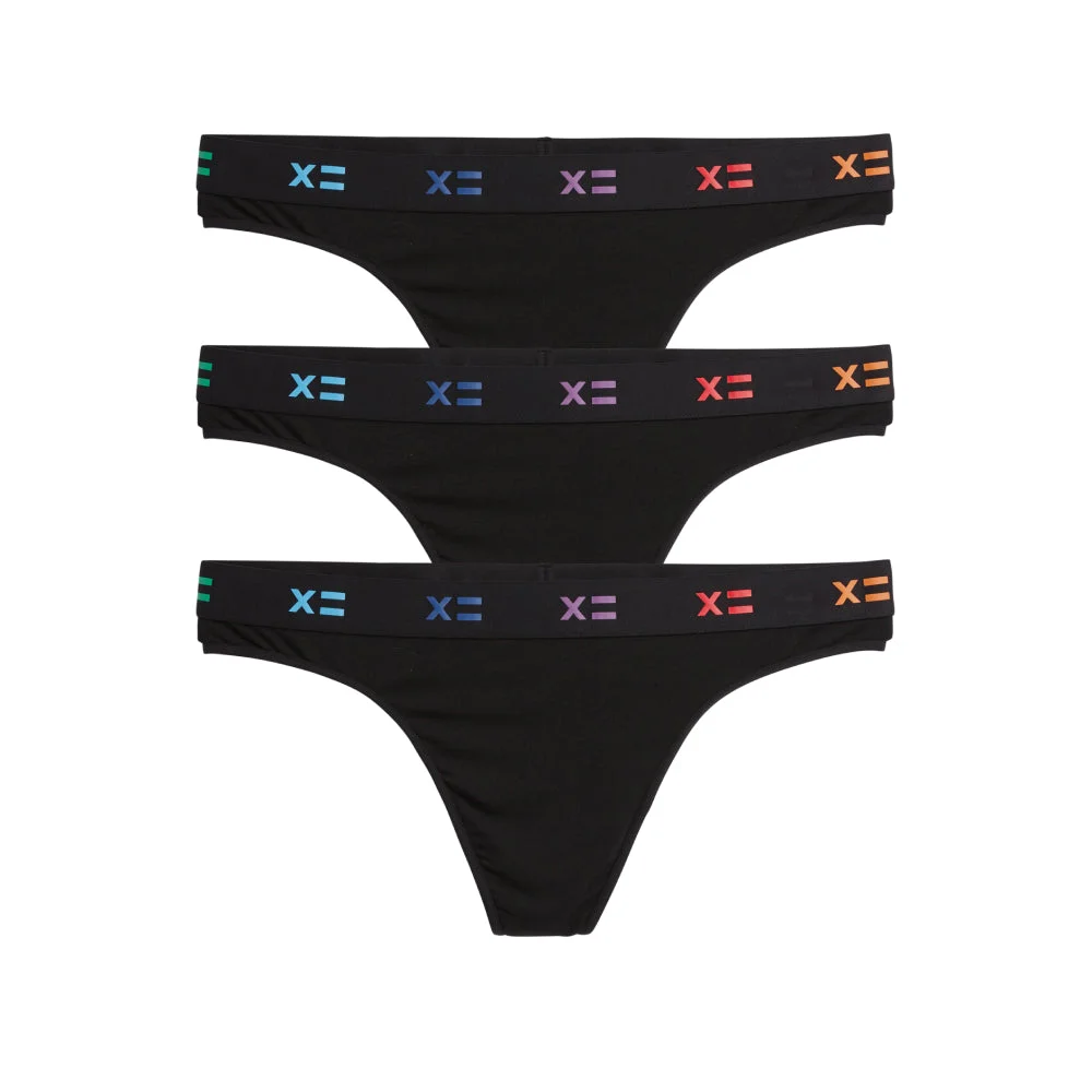 Image of Thong 3-Pack - TENCEL™ Modal Black X= Rainbow