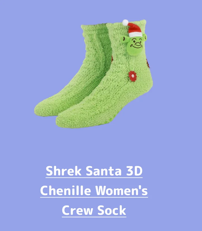 Shrek Santa 3D Chenille Women's Crew Sock