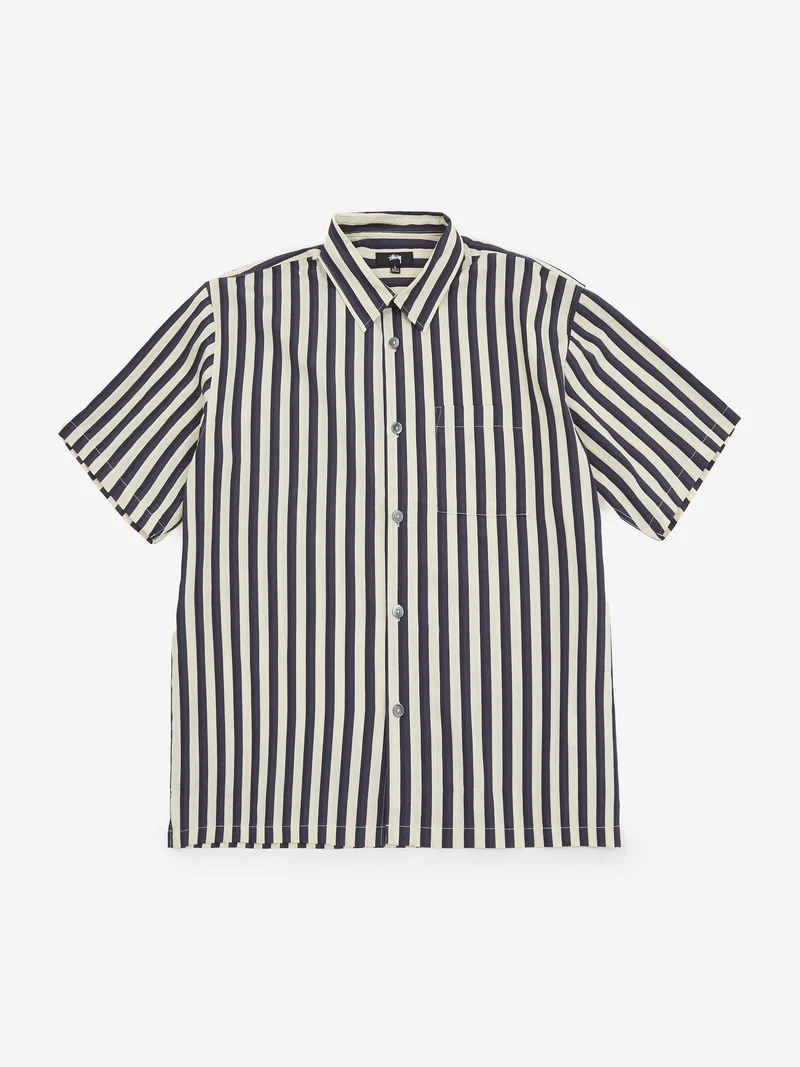Image of Stussy Flat Bottom Stripe Shirt - Navy