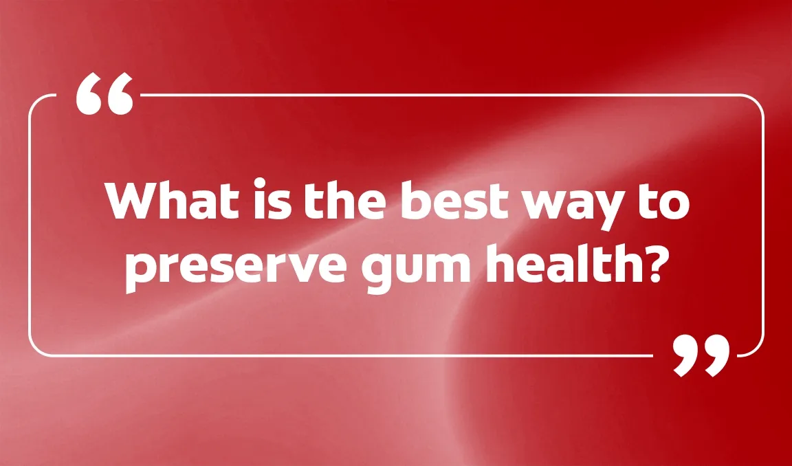 GIF animation that rolls through different oral health questions. There are graphic elements including a small white outline and large quotation marks surrounding the text.