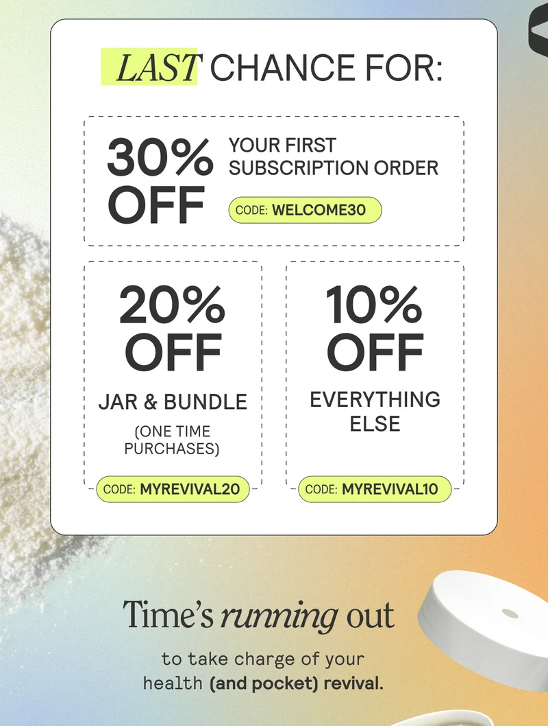 Last chance for 20% off and 10% off