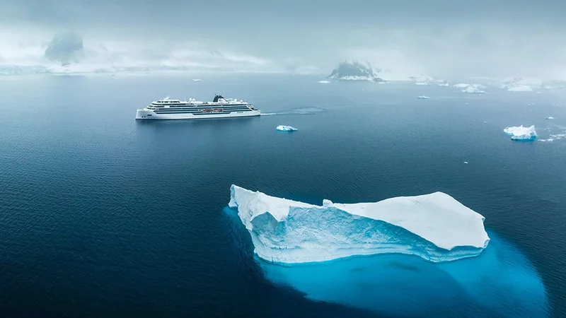 Image description: Viking Cruises in Antarctica.
